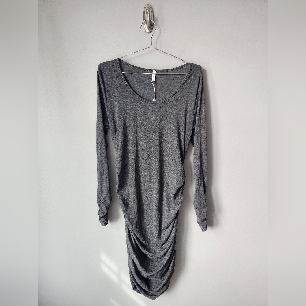 PinkBlush Charcoal Gray Long Sleeved Ruched Maternity Dress Size X-Large NWT